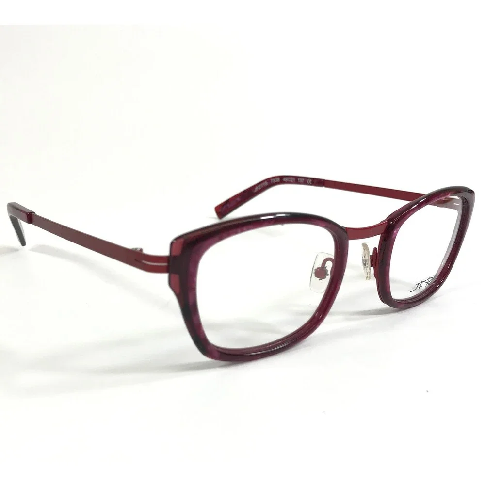 JF Rey Eyeglasses Frames JF2718 7535 Plum Red Acetate Square Full Rim 49-21-137